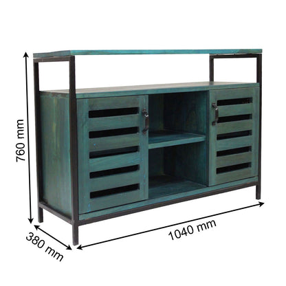 Cabinet, Solid Wood & MS Cabinet, Green Color Cabinet, Cabinet with Shutter, Cabinet with Open Shelf, Cabinet - VT10087