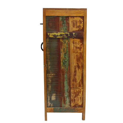 Rustic Multicolor Shutter-Style Wooden Storage Cabinet with Drawer – VT-10088