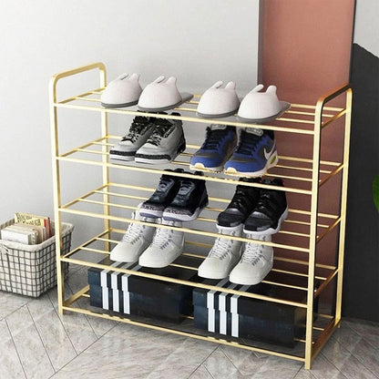 5-Tier Gold Metal Shoe Rack – VT-10092 (Heavy-Duty Storage Organizer)