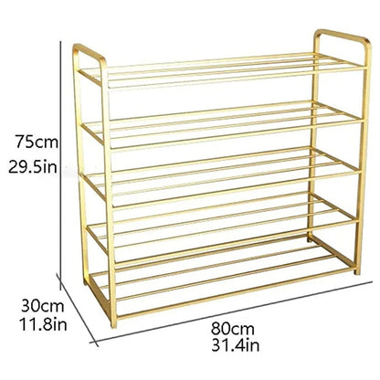 5-Tier Gold Metal Shoe Rack – VT-10092 (Heavy-Duty Storage Organizer)