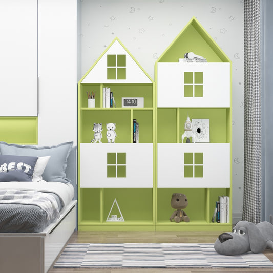 Kids Unit, Storage Unit for kids, Green & White Color Unit, Kids Unit - VT10097