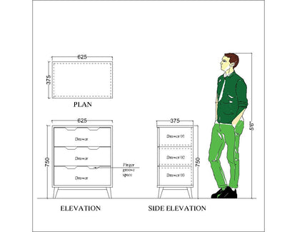 Chest of Drawer, Brown, Grey & White Color Chest of Drawer, Chest of Drawer - VT11012