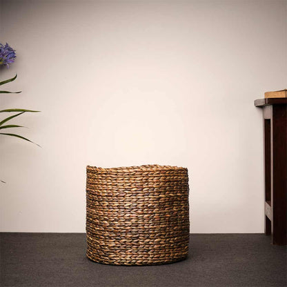 Storage Basket (KWSB1), Kraftinn Multipurpose Water Hyacinth Open Bin, Storage Basket with Brown Color, Storage Basket  - VT11039