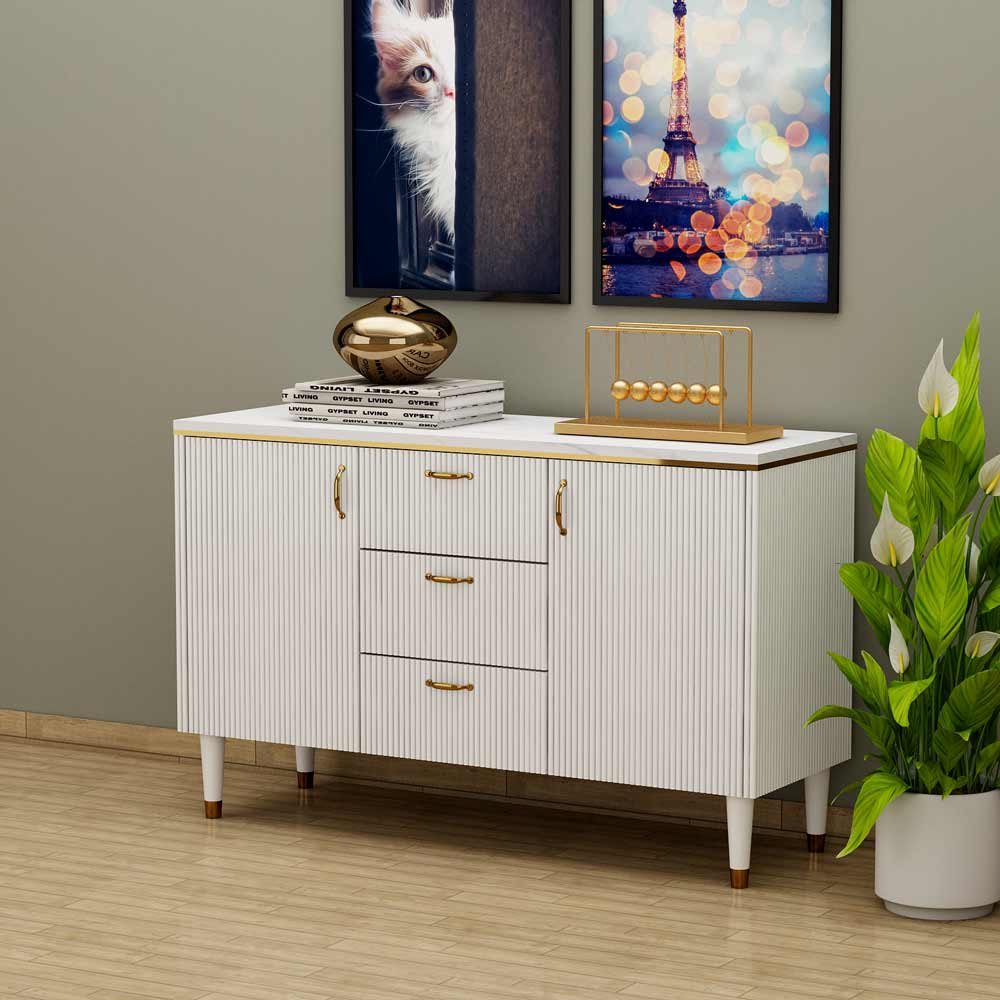 Chest of Drawer, White Color Cabinet, Chest of Drawer with Shutter & Drawer, Chest of Drawer  - VT11042