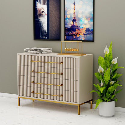 Chest of Drawer, Beige Color Cabinet, Chest of Drawer with Drawer, Multi Storage Unit, Chest of Drawer with MS Leg in Gold Finish, Chest of Drawer - VT11065