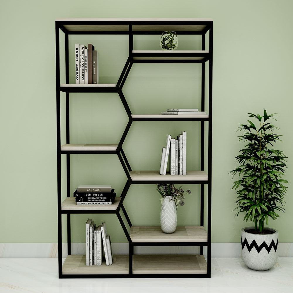 Book Shelf, Off-White & Black Color Book Shelf, Book Shelf - VT11067 ...