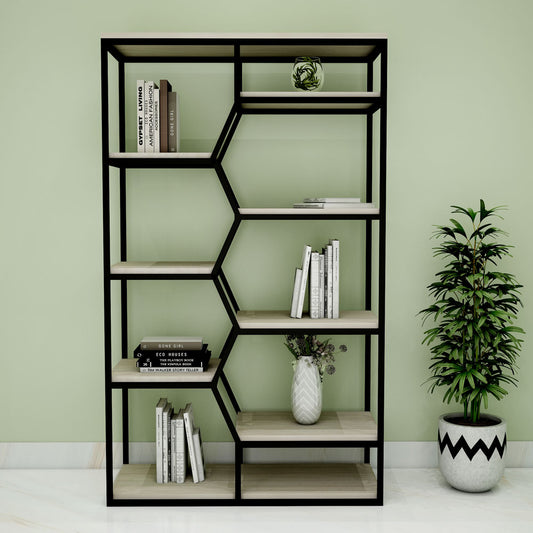 Book Shelf, Off-White & Black Color Book Shelf, Book Shelf - VT11067