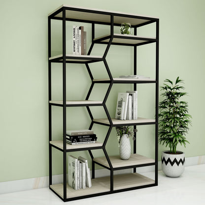 Book Shelf, Off-White & Black Color Book Shelf, Book Shelf - VT11067