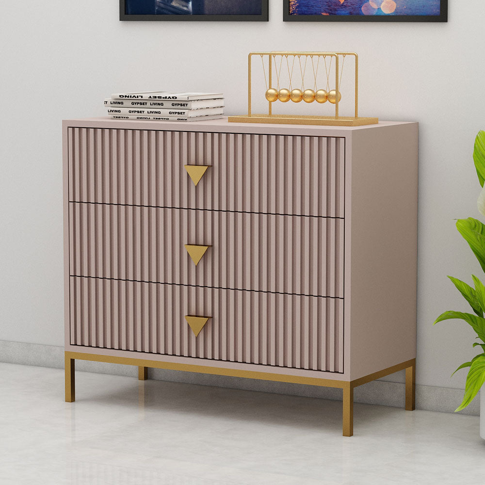 Chest of Drawer, Beige Color Cabinet, Chest of Drawer With Drawer, Multi Storage Unit, Chest of Drawer with MS Leg in Gold Finish, Chest of Drawer - VT11074