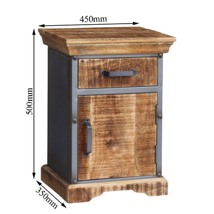 Bedside Table , Black & Brown Bedside Table , Bedside Table with Drawer, Bedside Table with Shutter, Bedside Table - VT - 12092