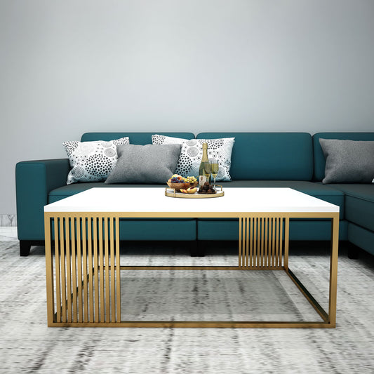 Coffee Table, Coffee Table with White & Gold Color, Coffee Table - VT12101