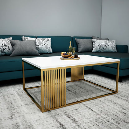 Coffee Table, Coffee Table with White & Gold Color, Coffee Table - VT12101