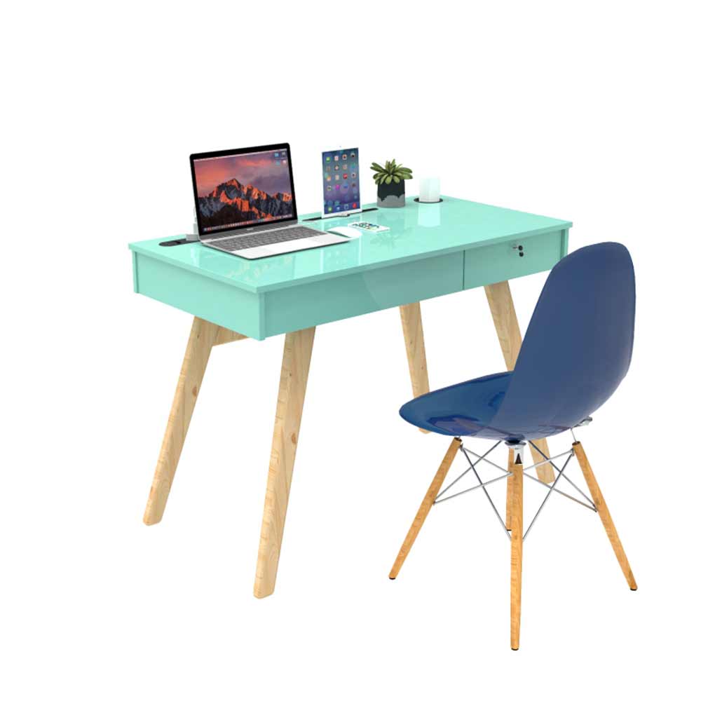 IN2022, Invenzo Diplomate Study, Laptop, Desktop & Workstation Table Desk for Home, Office and Study Room with 2 USB Port, LAN, HDMI & Power Socket in Green Colour, Study Table - VT12142