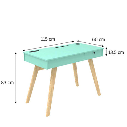 IN2022, Invenzo Diplomate Study, Laptop, Desktop & Workstation Table Desk for Home, Office and Study Room with 2 USB Port, LAN, HDMI & Power Socket in Green Colour, Study Table - VT12142