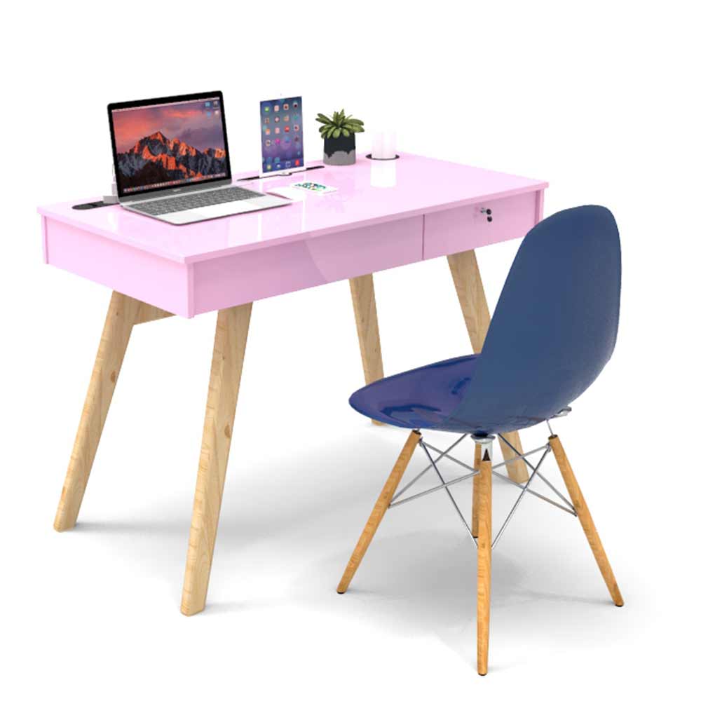 IN2023, Invenzo Diplomate Study, Laptop, Desktop & Workstation Table Desk for Home, Office and Study Room with 2 USB Port, LAN, HDMI & Power Socket in Pink Colour, Study Table - VT12143