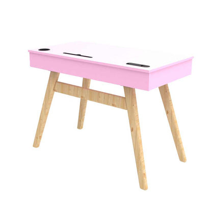 IN2023, Invenzo Diplomate Study, Laptop, Desktop & Workstation Table Desk for Home, Office and Study Room with 2 USB Port, LAN, HDMI & Power Socket in Pink Colour, Study Table - VT12143