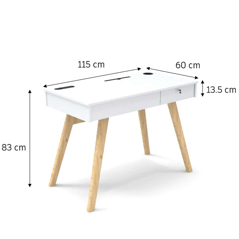 IN2024, Invenzo Diplomate Study, Laptop, Desktop & Workstation Table Desk for Home, Office and Study Room with 2 USB Port, LAN, HDMI & Power Socket in White Colour, Study Table - VT12144