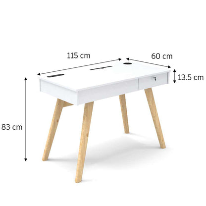 IN2024, Invenzo Diplomate Study, Laptop, Desktop & Workstation Table Desk for Home, Office and Study Room with 2 USB Port, LAN, HDMI & Power Socket in White Colour, Study Table - VT12144