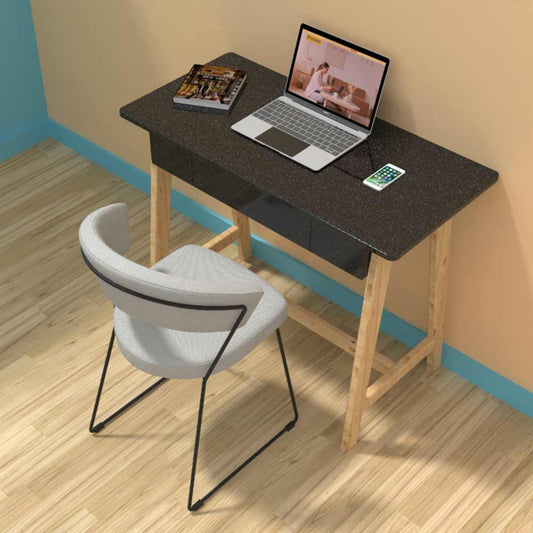 IN2025, Invenzo classic Designer Solid Wood Legs with Sparkle PVC Laminate Finish Study Table (Black), Study Table - VT12145