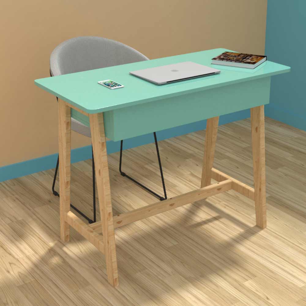 IN2027, Invenzo classic Designer Solid Wood Legs with Sparkle PVC Laminate Finish Study Table (Green), Study Table - VT12147