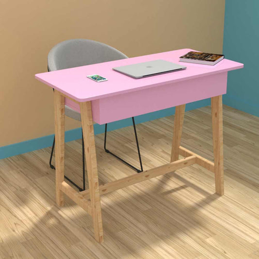 IN2028, Invenzo classic Designer Solid Wood Legs with Sparkle PVC Laminate Finish Study Table (Pink), Study Table - VT12148