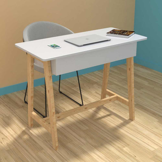 IN2029, Invenzo classic Designer Solid Wood Legs with Sparkle PVC Laminate Finish Study Table (White), Study Table - VT12149