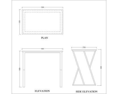 Study Table, White Color Study Table, MS Leg in Black Finish, Study Table - VT12154