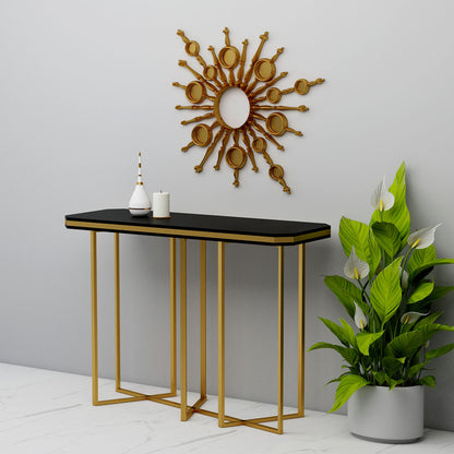 Console Table, Black Color Console Table, Entrance Table, MS Leg in Gold Color, Console Table - VT12157