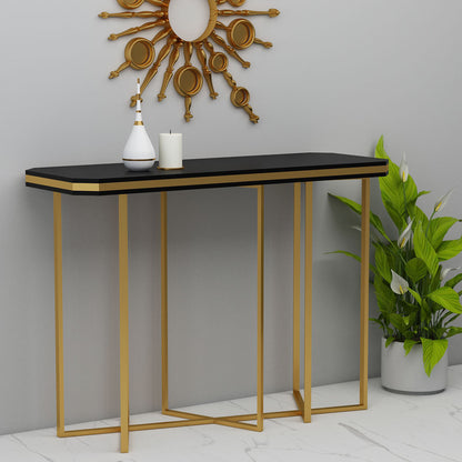 Console Table, Black Color Console Table, Entrance Table, MS Leg in Gold Color, Console Table - VT12157