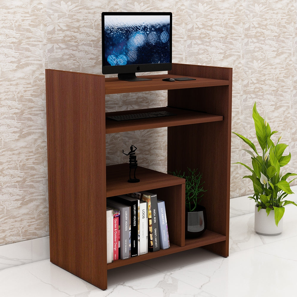 Computer Table, Computer Table in Wooden, Table with Brown Color, Table with Open Shelf, Keyboard Space with Soft Close Channel, Study Table-VT12163