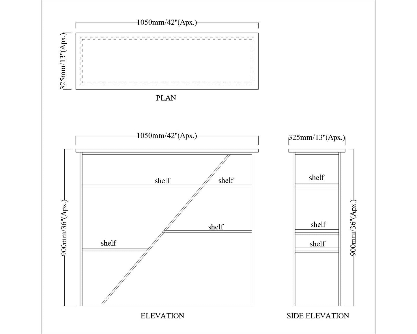 Console Table, Entrance Table, Console Table with Wood & Black Color, Table with open shelf, Console Table - VT12165