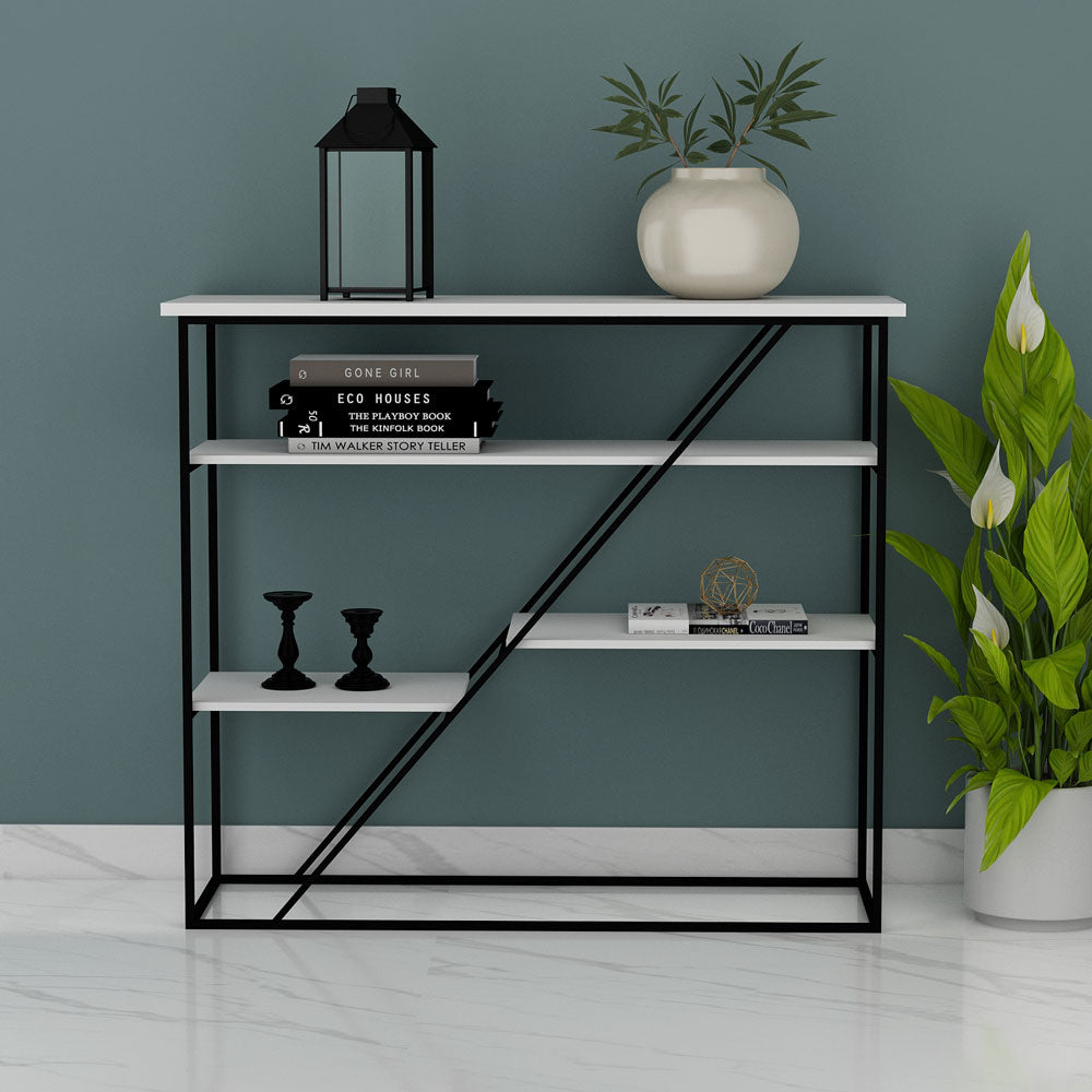 Console Table, Entrance Table, Console Table with White & Black Color, Table with open shelf, Console Table - VT12166