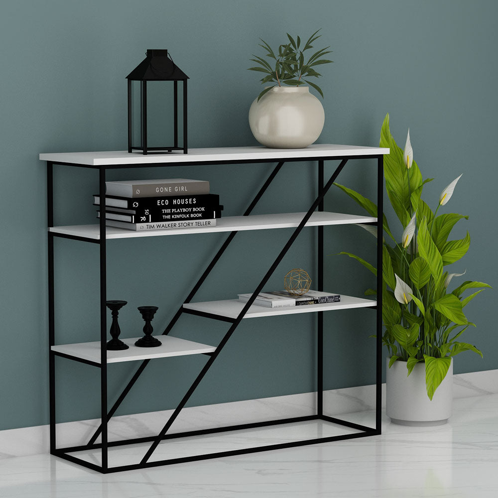 Console Table, Entrance Table, Console Table with White & Black Color, Table with open shelf, Console Table - VT12166