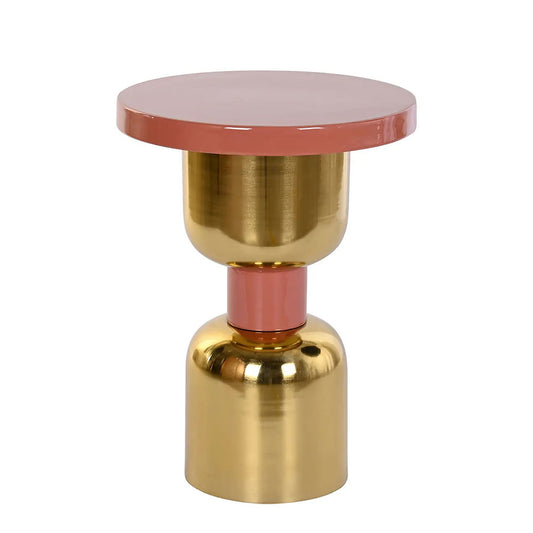 End Table, (Bhati Impex) BI3032, Shankra End Table with Shiny Maroon & Gold Finish, End Table - VT12181