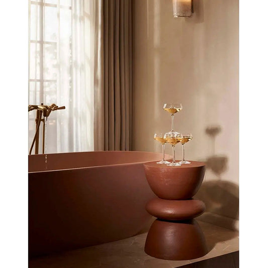 End Table, (Bhati Impex) BI3033, AMAR Wooden End Table with Red Finish, End Table - VT12182