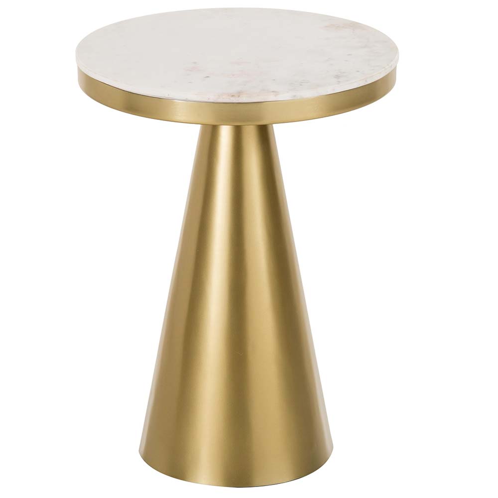 End Table, (BI2811) Side Table with White Marble Top & Golden Iron Leg, End Table - VT12183