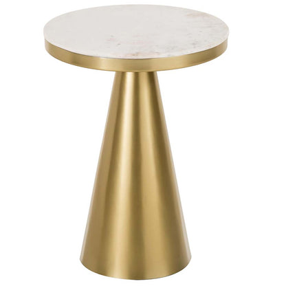 End Table, (BI2811) Side Table with White Marble Top & Golden Iron Leg, End Table - VT12183