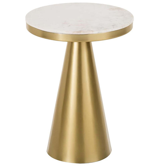 End Table, (BI2811) Side Table with White Marble Top & Golden Iron Leg, End Table - VT12183