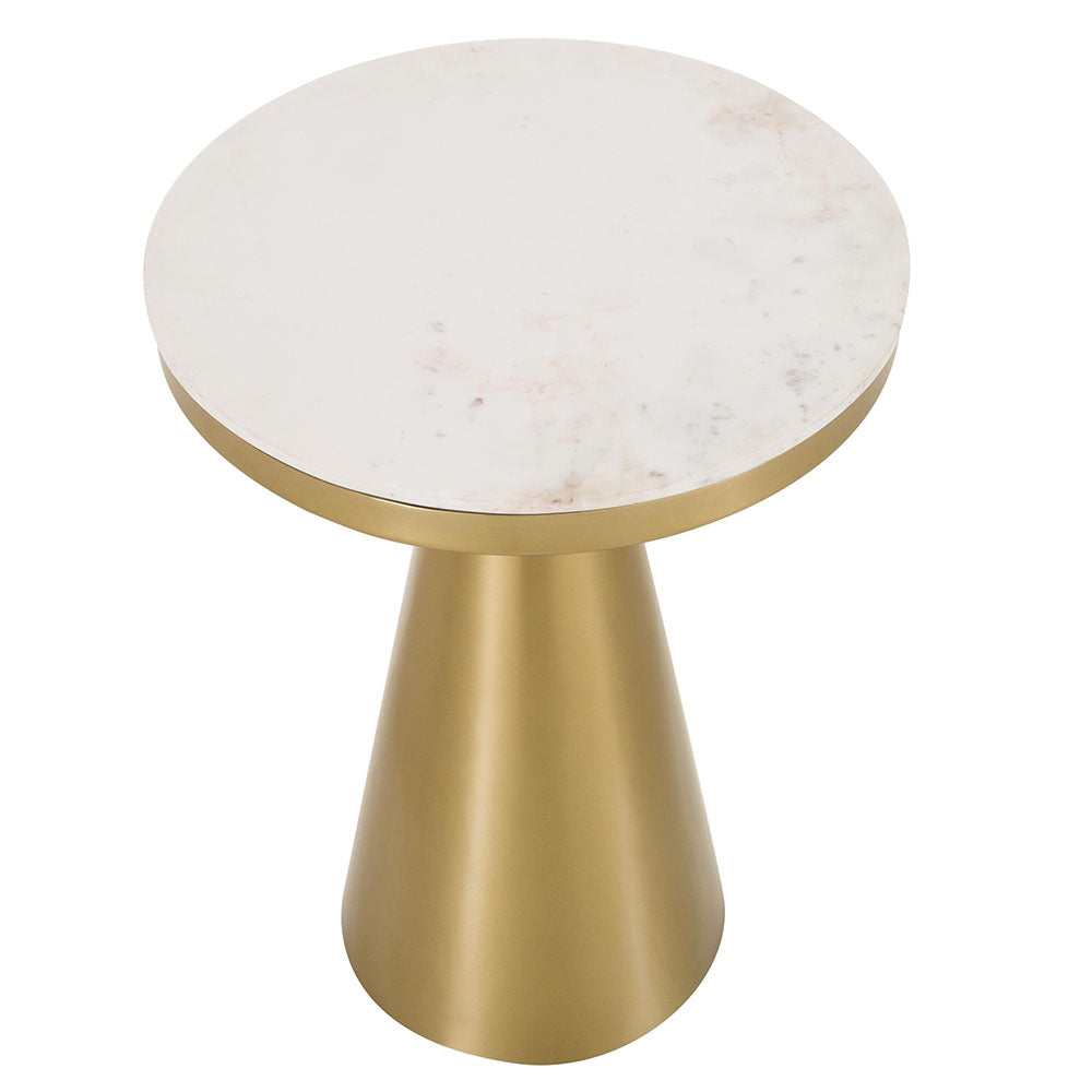 End Table, (BI2811) Side Table with White Marble Top & Golden Iron Leg, End Table - VT12183