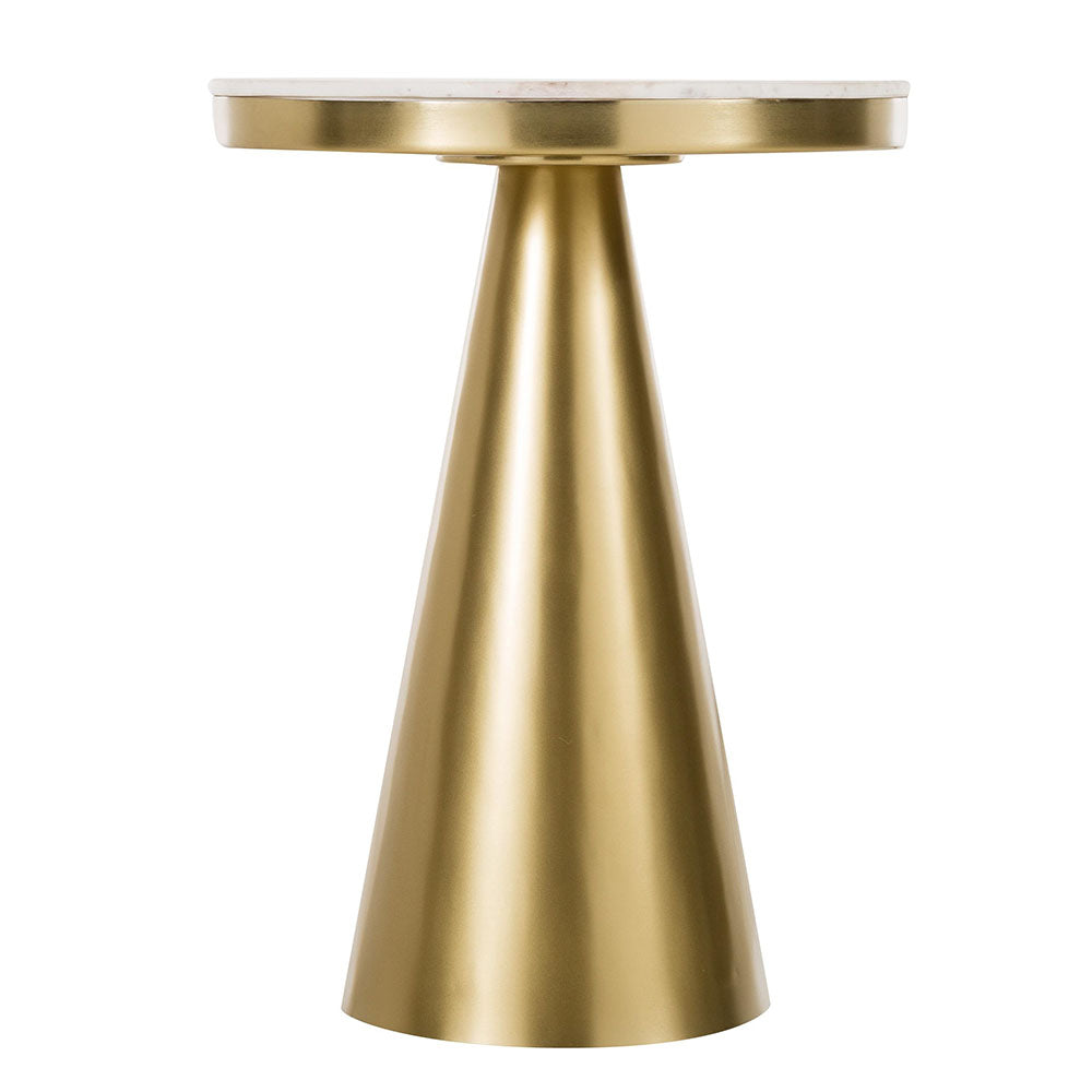 End Table, (BI2811) Side Table with White Marble Top & Golden Iron Leg, End Table - VT12183