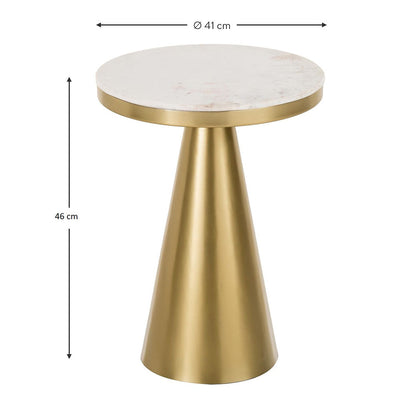 End Table, (BI2811) Side Table with White Marble Top & Golden Iron Leg, End Table - VT12183