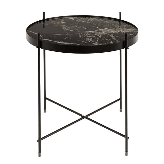 End Table, (BI2812) Side Table with Black Marble Top & Black Iron Leg, End Table - VT12184