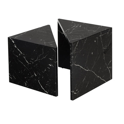 Nesting Table, (BI2813) Nesting Set of 2 Table with Shiny Black Marble Finish, Nesting Table - VT12185