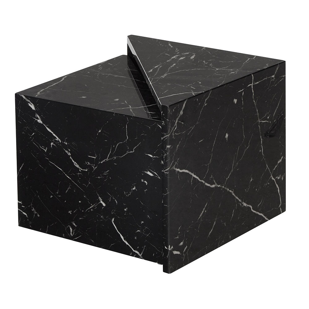 Nesting Table, (BI2813) Nesting Set of 2 Table with Shiny Black Marble Finish, Nesting Table - VT12185