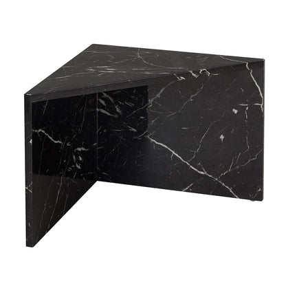 Nesting Table, (BI2813) Nesting Set of 2 Table with Shiny Black Marble Finish, Nesting Table - VT12185