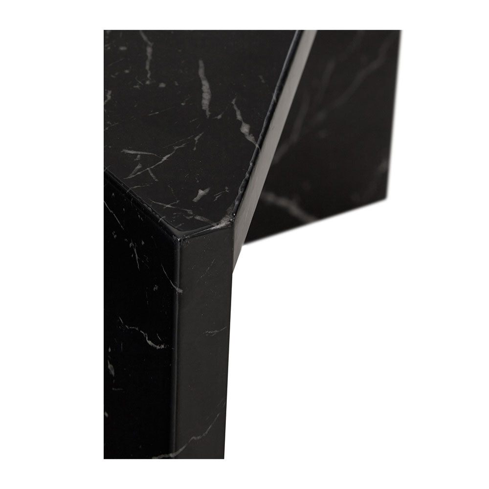 Nesting Table, (BI2813) Nesting Set of 2 Table with Shiny Black Marble Finish, Nesting Table - VT12185