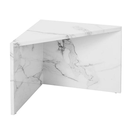 Nesting Table, (BI2814) Nesting set of 2 Table with Shiny White Marble Finish, Nesting Table - VT12186