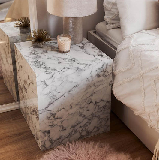 Side Table, (BI2817) Side table with White Marble Finish, Side table - VT12189