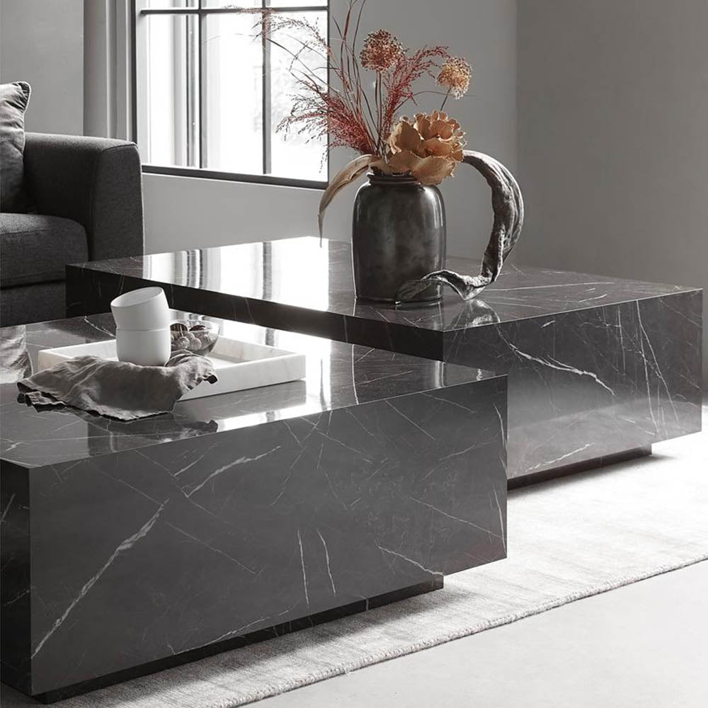 Coffee Table, (BI2821) Coffee table with Black Marble Finish, Coffee Table - VT12193