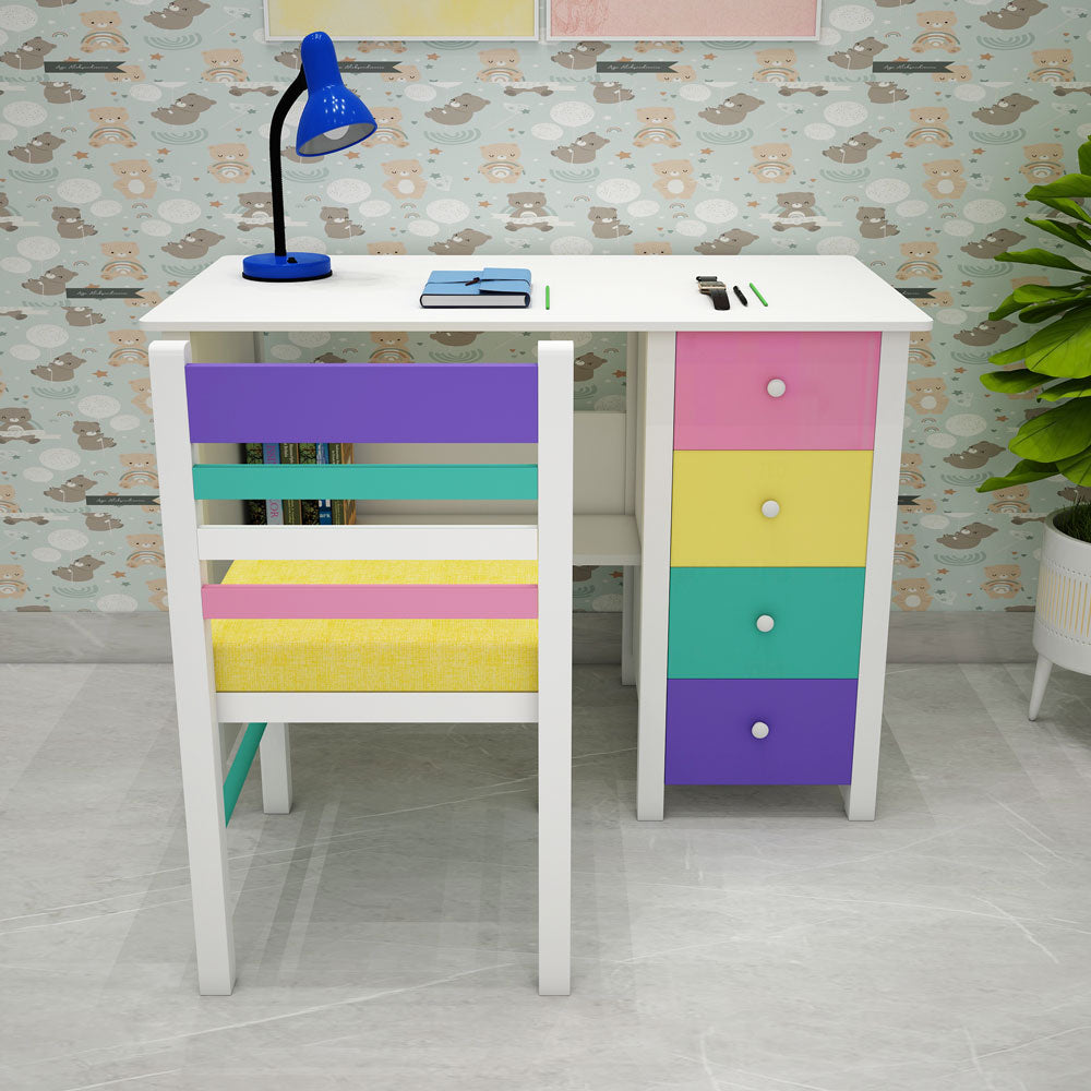 Kids Study Table, Multicolor Study Table, Study Table with Drawer & Shutter, Study Table with Chair, Study Table - VT12196